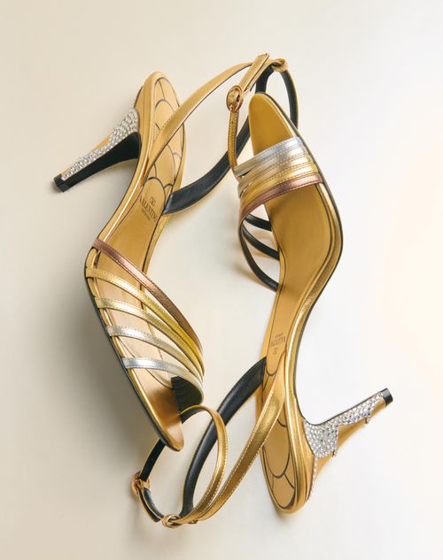 Valentino Garavani - Ladycrush Laminated Nappa Sandal With Crystals 85mm - Multicolour/silver - Woman - Sandals