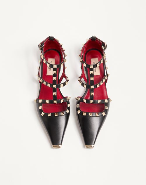Valentino Garavani - Rockstud Kidskin Ballerinas - Black - Woman - Ballerinas