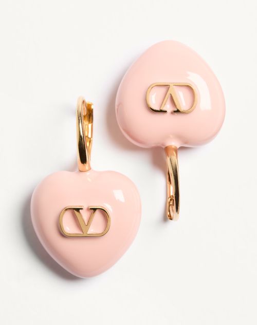 Valentino Garavani - Coeur Royal Metal And Enamel Earrings - Gold/pink - Woman - Jewelry