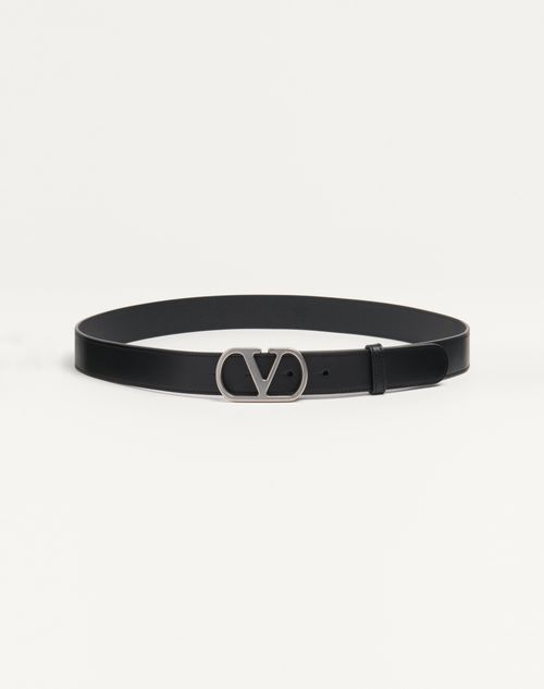Valentino Garavani - Vlogo Signature Belt In Shiny Calfskin 30 Mm - Black - Man - Belts
