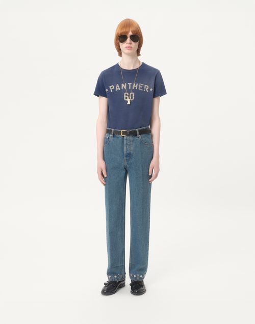 Valentino - Denim Pants With Cabochons - Blue - Man - Denim