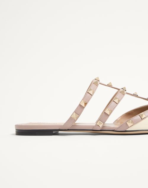 Valentino Garavani - Rockstud Patent-leather Mule - Light Ivory - Woman - Ballerinas