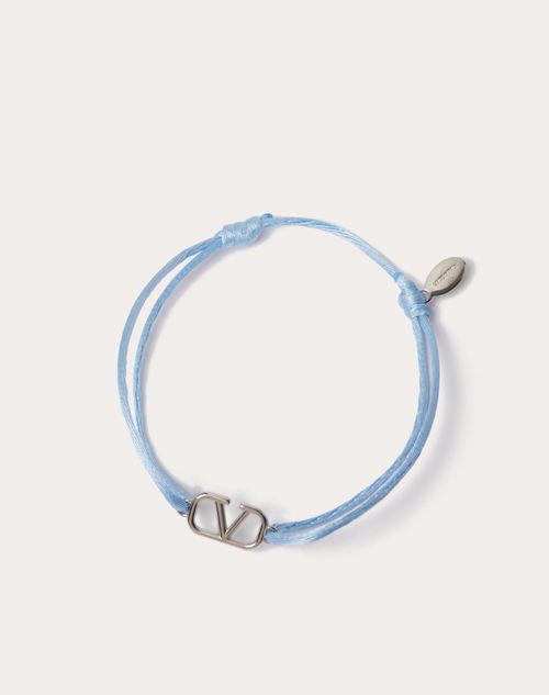 Valentino Garavani - Vlogo Signature Cotton Bracelet - Azure - Man - Jewelry