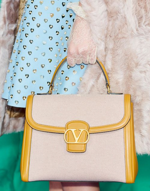 Valentino Garavani - Valentino Garavani 9to5 Canvas Handbag - Natural/tobacco - Woman - Top Handle Bags