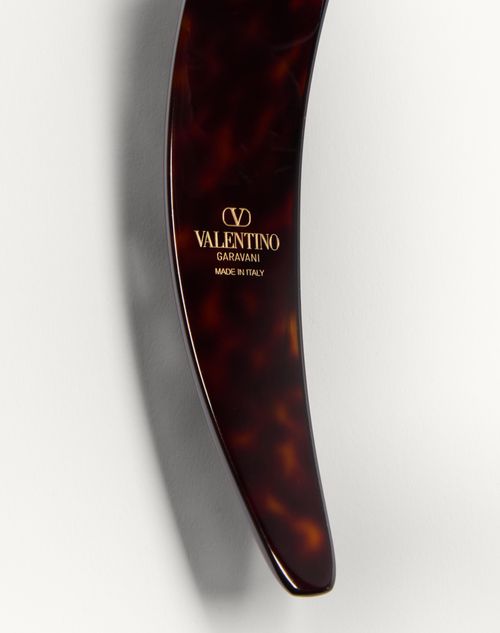 Valentino Garavani - Vlogo Signature Headband In Resin, Metal And Crystals - Tartaruga/gold/crystal - Woman - Hair Accessories