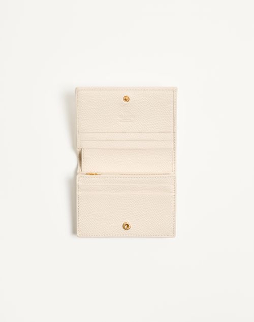 Valentino Garavani - Cherryfic Wallet In Grainy Calfskin - Light Ivory - Woman - Wallets And Small Leather Goods