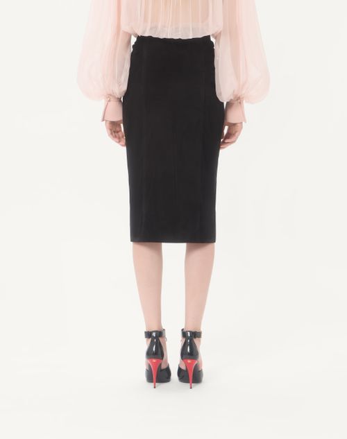 Valentino - Suede Skirt - Black - Woman - Skirts