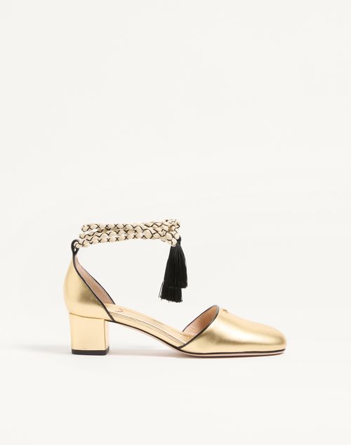 Valentino Garavani D'orsay Bondie Pump In Laminated Nappa Leather 45mm Woman Gold 37