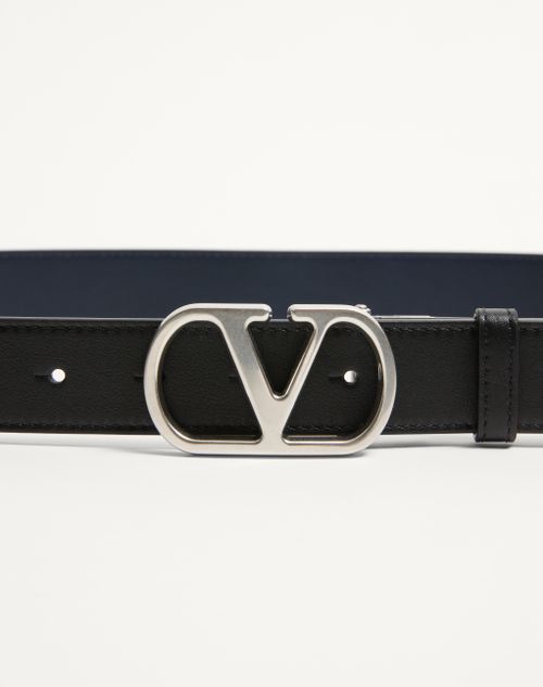 Valentino Garavani - Vlogo Signature Reversible Shiny Calfskin Belt 30 Mm - Black - Man - Belts