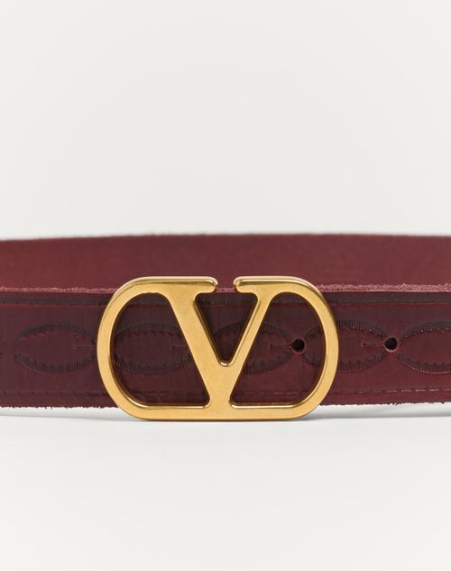 Valentino Garavani - Cintura Vlogo Signature In Vitello 30 Mm - Dark Aubergine - Uomo - Cinture