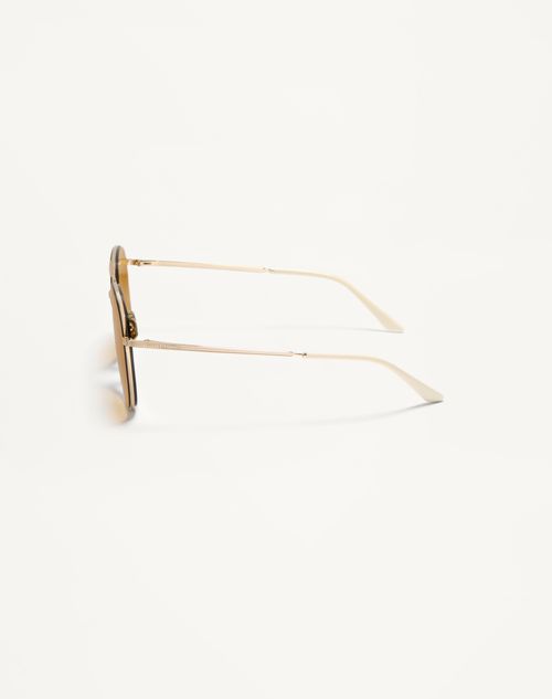 Valentino - Metal Aviator Frame - Gold/amber - Unisex - Eyewear