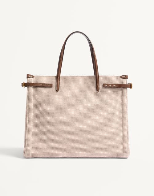 Valentino Garavani - Valentino Garavani Antibes Medium Canvas Shopping Bag - Natural/tobacco - Man - Totes