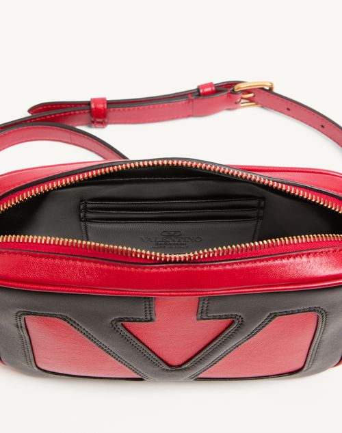Valentino Garavani - Sac À Bandoulière Valentino Garavani Viva Superstar En Cuir Nappa - Rouge/noir - Femme - Sacs Porté Épaule