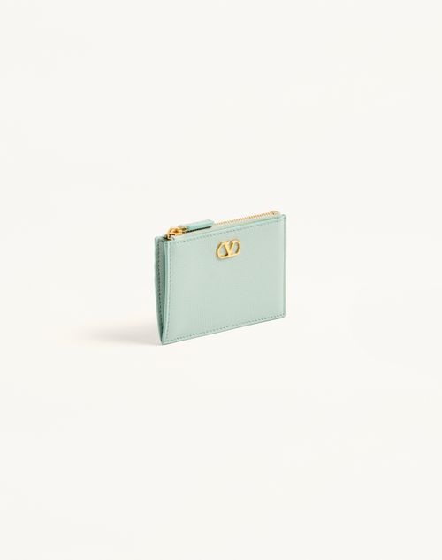 Valentino Garavani - Vlogo Signature Grainy Calfskin Card Holder - Grey - Woman - Wallets And Small Leather Goods