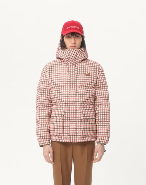 Valentino - Nylon Hooded Down Jacket With Vlogo Patch - Yellow/black/red - Man - Outerwear