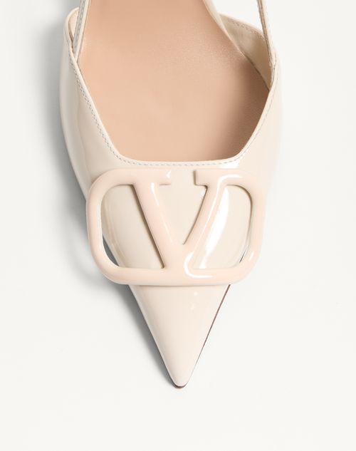 Valentino Garavani - Vlogo Signature Patent Leather Slingback Pump 80mm - Light Ivory - Woman - Pumps