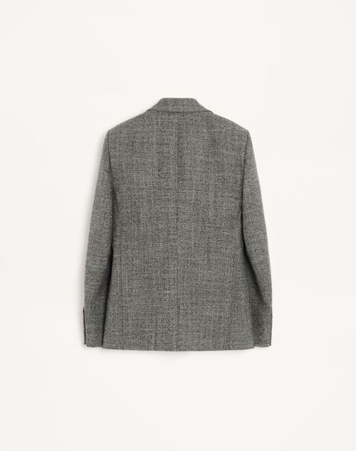 Valentino - Valentino Single-breasted Mouliné Wool Jacket - White/ Black - Man - Coats And Blazers