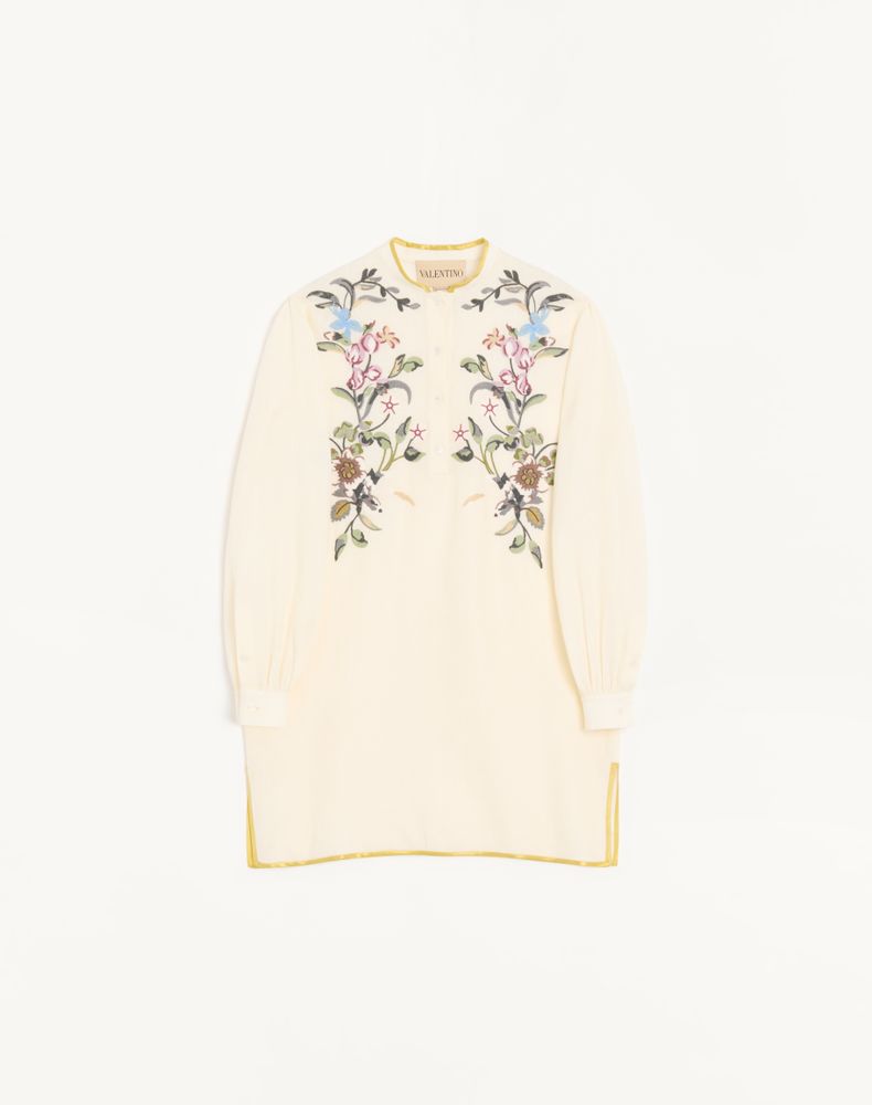 Valentino Women's Ivory Short Embroidered Linen Dress Woman 46