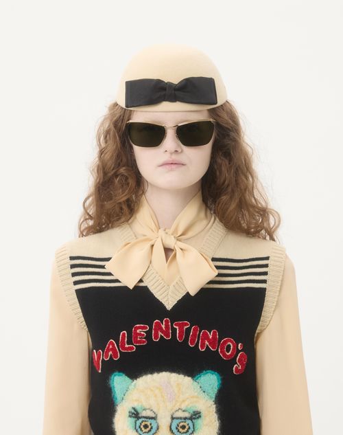 Valentino - Le Chat De La Maison Embroidered Gilet - Black/multicolor - Woman - Knitwear