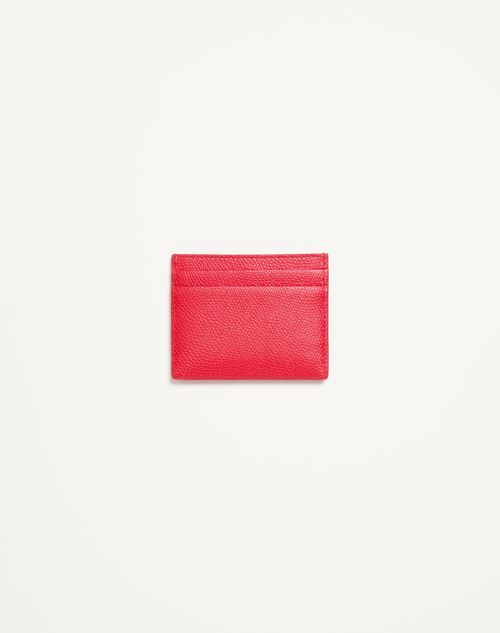Valentino Garavani - Vlogo Signature Grainy Calfskin Card Holder - Rouge Pur - Woman - Wallets And Small Leather Goods