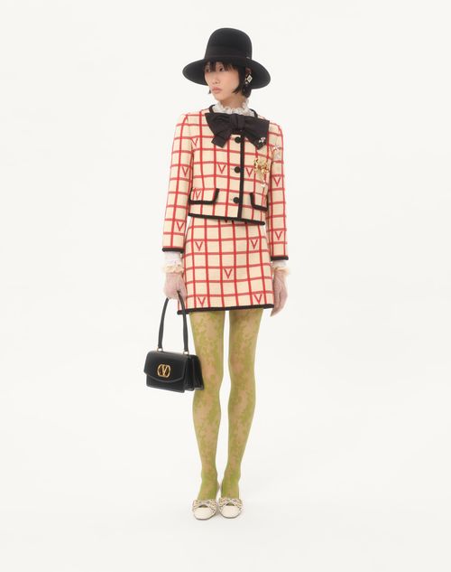 Valentino - Check Skirt With Vlogo - Birch/paris - Woman - Skirts