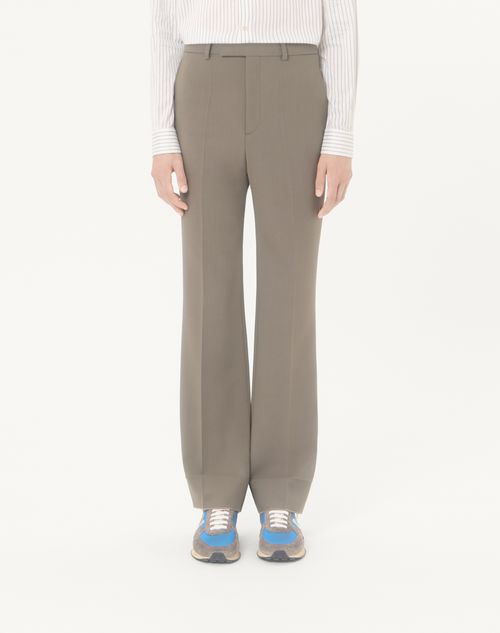 Valentino - Valentino Pants In Lightweight Double Wool With Pressed Pleats - Taupe - Man - Pants And Shorts