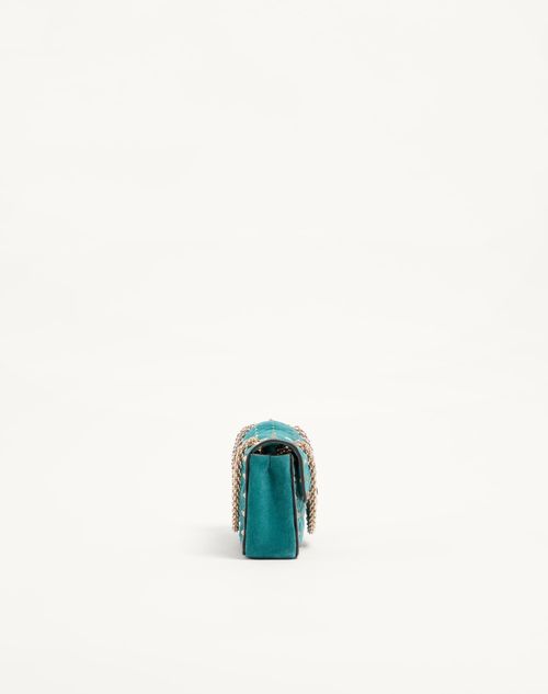 Valentino Garavani - Valentino Garavani Rockstud Spike Small Shoulder Bag In Suede - Aquamarine - Woman - Shoulder Bags