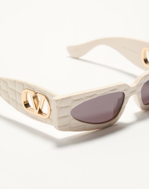 Valentino - Lunettes Rectangulaires En Acétate - Ivoire/gris Dégradé - Femme - Lunettes De Soleil