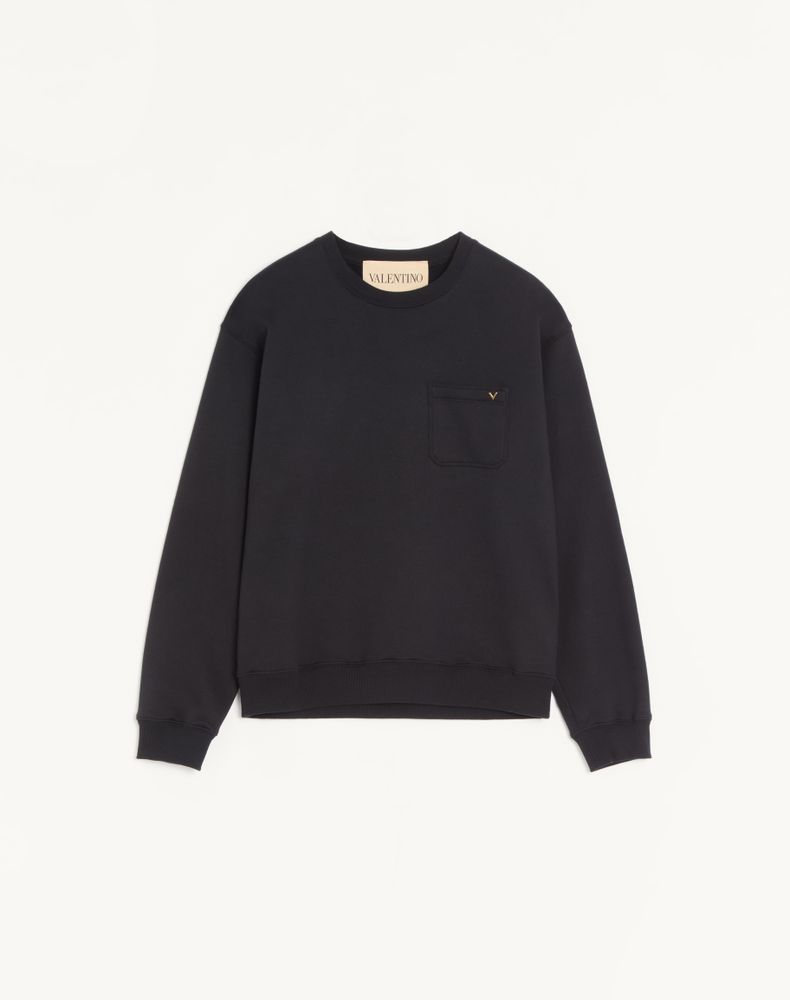 Valentino Men's Black Cotton Sweatshirt With Vgold Man Xxl