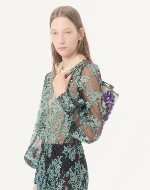 Valentino - Lace Top - Chocolate/turquoise - Woman - Shirts And Tops