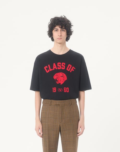 Valentino - Valentino Cotton T-shirt With Panther Print - Black/red - Man - Tshirts And Sweatshirts