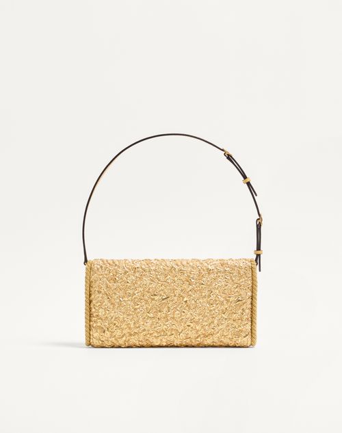 Valentino Garavani - Valentino Garavani Devain Small Shoulder Bag In Cloqué Jacquard Fabric. - Gold - Woman - Shoulder Bags
