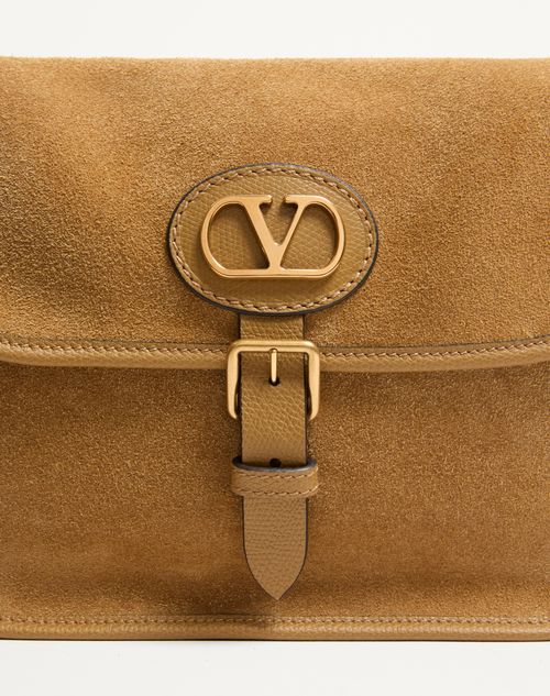 Valentino Garavani - Valentino Garavani Antibes Suede Shoulder Bag - Havana Beige - Man - Shoulder Bags
