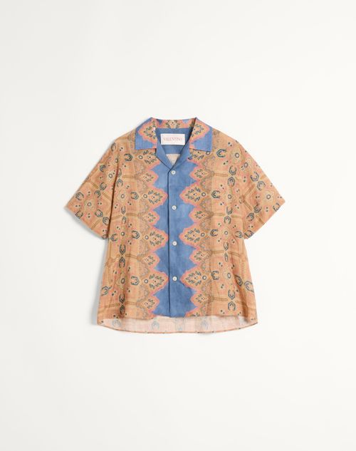 Valentino Imaginary Journey Linen Shirt In Multi