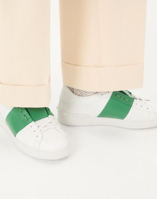 Valentino Garavani - Calfskin Open Sneaker - White/green - Man - Trainers