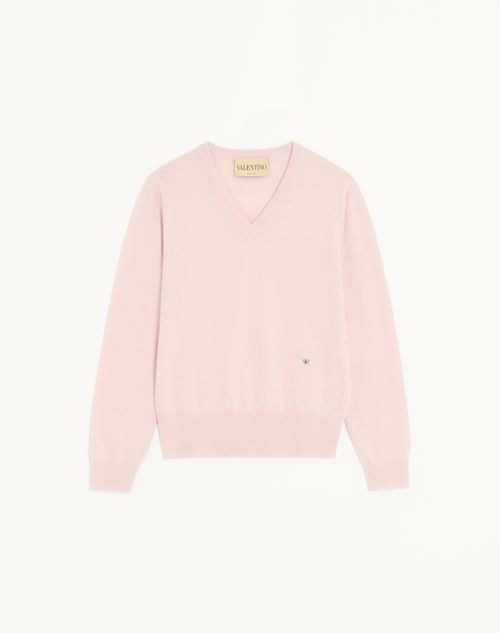 Valentino - Valentino Cashmere Sweater With Butterfly Embroidery - Pink - Man - Knitwear