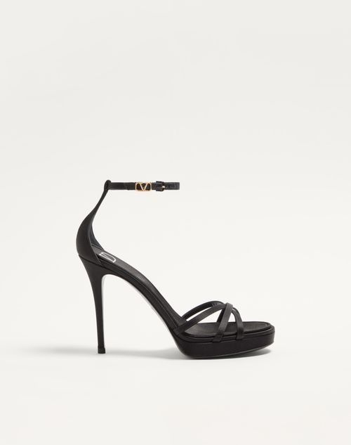 Valentino Garavani - Valentino Garavani Eveninglam Satin Platform Sandal 120mm - Black - Woman - Sandals