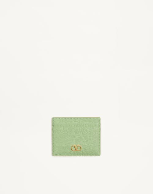 Valentino Garavani - Vlogo Signature Grainy Calfskin Card Holder - Mint - Woman - Wallets And Small Leather Goods