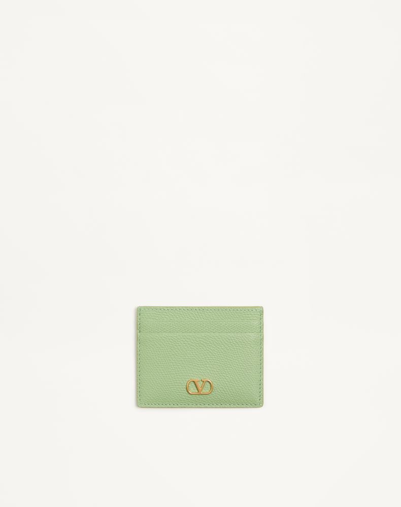 VLogo Signature Grainy Calfskin Card Holder Wo