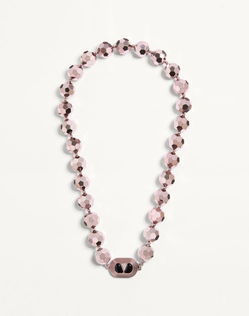 Valentino Garavani Ovalette Necklace In Resin, Enamel, Metal And Swarovski Crystals Woman Pink/black""" Onesize