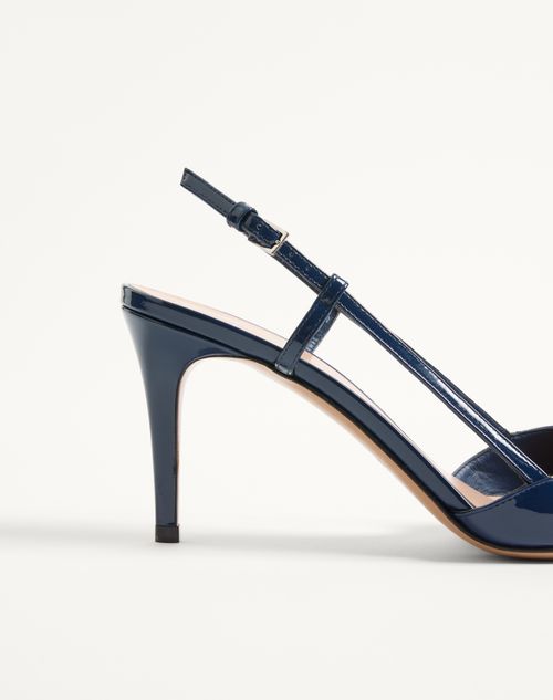 Valentino Garavani - Décolleté Slingback Vlogo Signature In Vernice 80mm - Blu - Donna - Décolleté