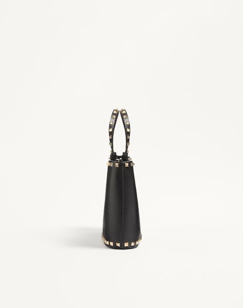 Valentino Garavani - Valentino Garavani Rockstud Small Shopping Bag In Grainy Calfskin - Black - Woman - Totes