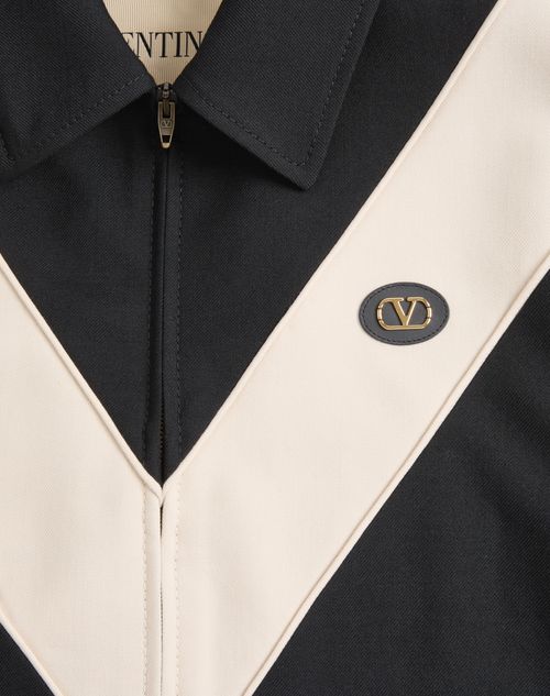 Valentino - Valentino Nylon Gabardine Jacket With Inlaid V And Vlogo Patch - Black - Man - Outerwear