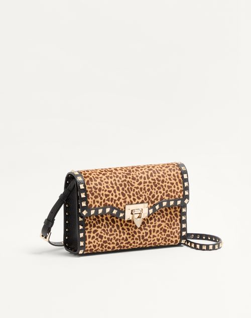 Valentino Garavani - Valentino Garavani Rockstud Small Shoulder Bag In Pony-effect Calfskin With Animal Print - Animal Print - Woman - Shoulder Bags