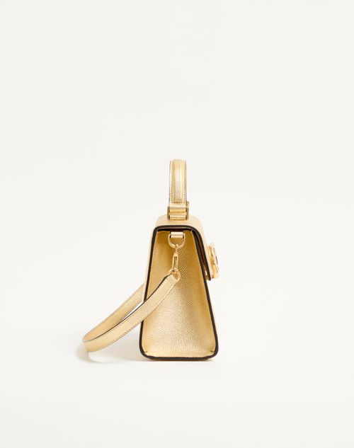 Valentino Garavani - Valentino Garavani Vsling Small Handbag In Laminated Calfskin With Jewel Logo - Antique Brass - Woman - Top Handle Bags