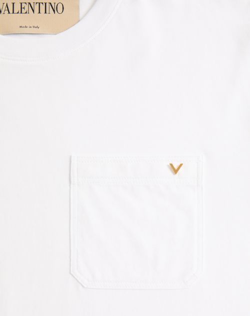 Valentino - Valentino Cotton T-shirt With Vgold - White - Man - T-shirts And Sweatshirts