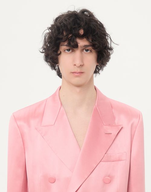 Valentino - Chaqueta Valentino De Seda Duchesse Reversible Con Frente Cruzado Y Pliegue Prensado - Rosa - Hombre - Abrigos Y Blazers