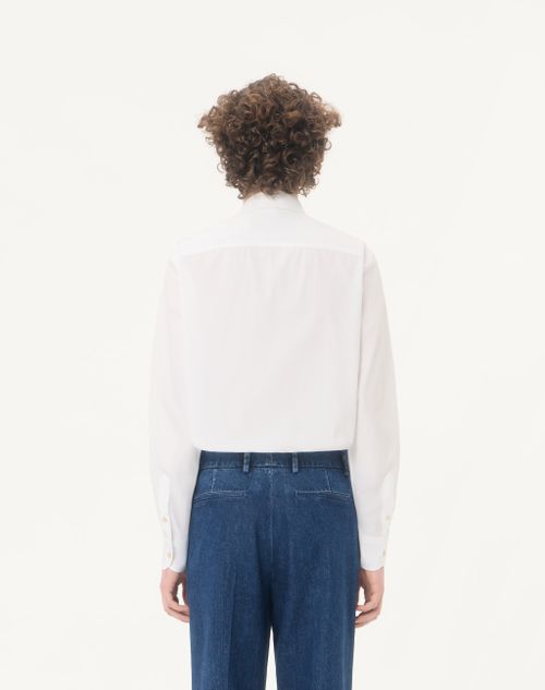 Valentino - Valentino Cotton Poplin Shirt With Embroidery On The Collar - White - Man - Shirts