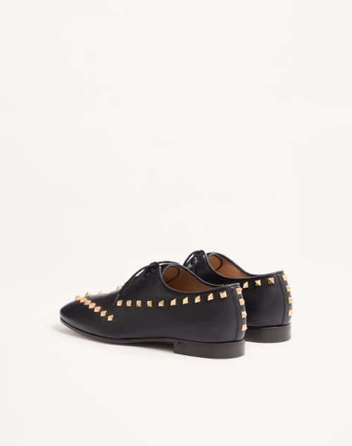Valentino Garavani - Zapato Derby Rockstud De Cabritilla - Negro - Hombre - Zapatos De Cordones