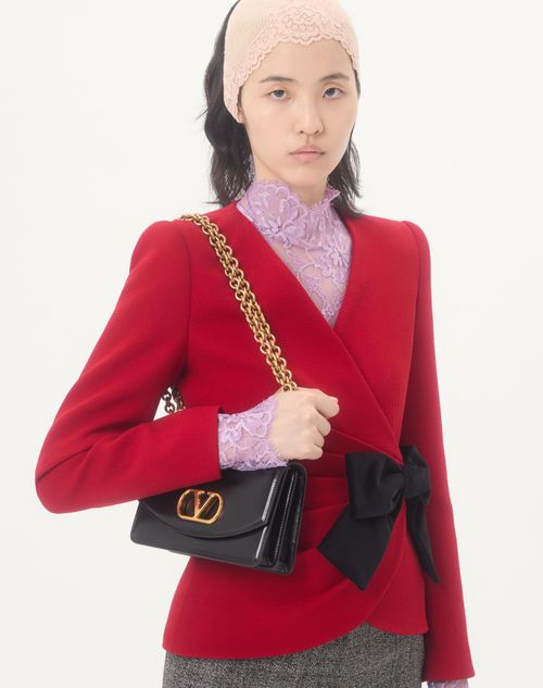 Valentino - Wool Crepe Jacket With Contrasting Bow - Paris/black - Woman - Jackets And Blazers